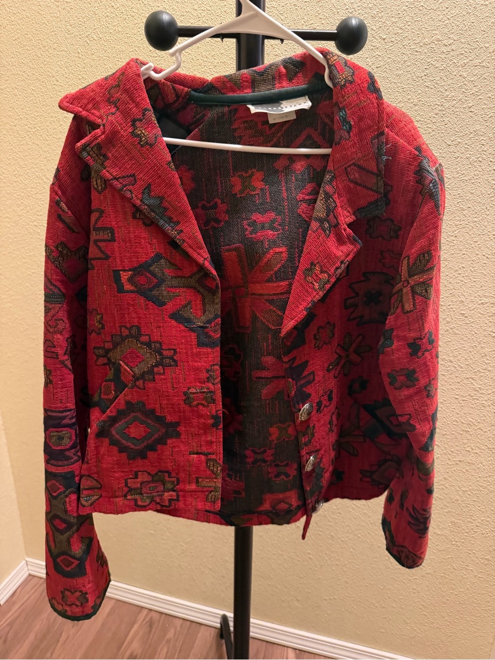 Red Patterned Women's Blazer Jacket